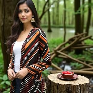 Chico's NWOT Multicolor Open striped Cardigan Women’s Size 1P MP